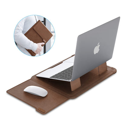 Nillkin Laptop Sleeve 13 inch (3-in-1), MacBook Sleeve with Adjustable Stand & Mouse Pad, 2 Stand Modes, 13 inch Laptop Case, Slim MacBook Accessories for Samsung/Surface/Chromebook/HP 12-14'', Brown