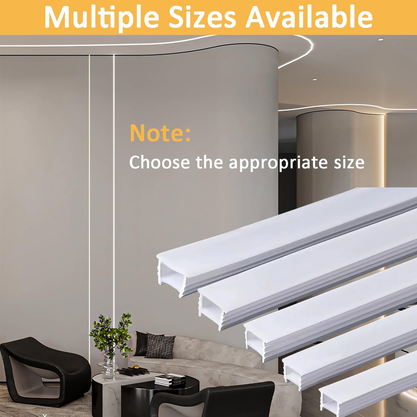LoAlumll 16.4Ft/5M Silicone LED Channel System, Flexible Neon Rope Light Tube for 5-10mm LED Strips, Wear Free Recessed Milky White Cover Diffuser, DIY for Cabinet Decor (12 * 10mm, No LED Strip)