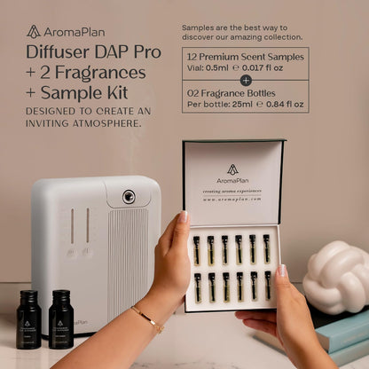 AromaPlan 2025 HVAC Waterless Oil Diffuser, Smart Scent Air Machine (2 Fragrances Included)- Whole House & Commercial Hotel Collection Diffuser| Cold Air Tech, App & Tourch Control,2000 Sq. Ft -Black