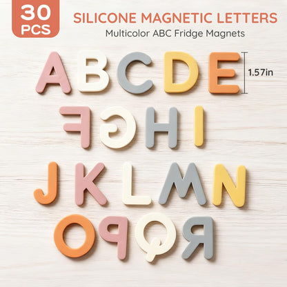 Silicone Alphabet Magnetic Letters, 30PCS Alphabet Magnets Toys ABC Letter Puzzles Preschool Educational Learning Toys Gifts for Girls Boys Toddlers Kids