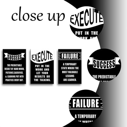 YSPCSUN Large 3 Piece Inspirational Wall Art for Office Walls Success Execute Failure Canvas Art Prints Motivational Mindset Quotes Posters Framed Entrepreneur Office Decorations, 48" x 24"