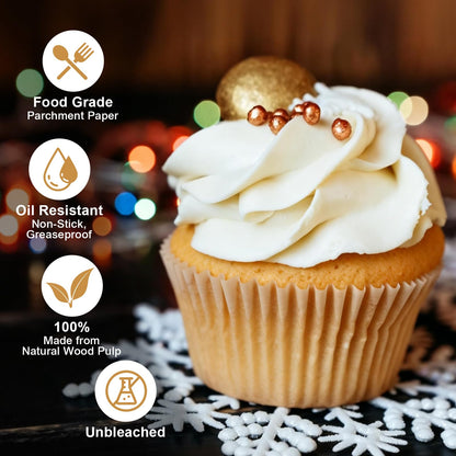 VISRIE 2000Pcs Standard Cupcake Liners, Greaseproof & Non-Stick Muffin Liners, Food Grade Cupcake Liners for Baking, Parchment Baking Cups for Cupcakes, Muffins, Nuts
