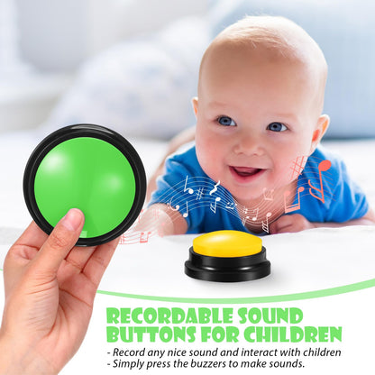 Yunsailing 12 Pack Game Show Buzzer Button Answer Buzzers Classroom Recordable Button for Classroom Team Family Game and Trivia Nights (Dark Yellow,Green)