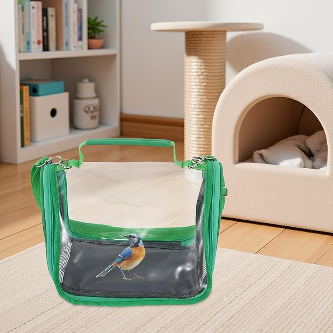 VILLCASE Portable Bird Travel Cage Carrier for Small Birds Budgie Parrot Lightweight Green Compact Outdoor Transport Bag