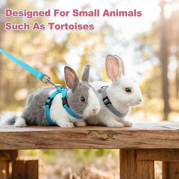 Rabbit Harness and Leash, Escape Proof Bunny Cat Leash Small Animal Harness Soft Adjustable Buckle(2Pcs, Orange/Purple) for Bunny Kitten Cats Puppies Walking Hiking Training