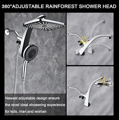 BOZYBO Rain Shower Head with Handheld: High Pressure Shower Heads with Handheld Spray Combo, 12" Rainfall Shower Head and 9 Sprays Hand Showerheads with Magnetic Docking and Power Jets, Chrome 1.75GPM