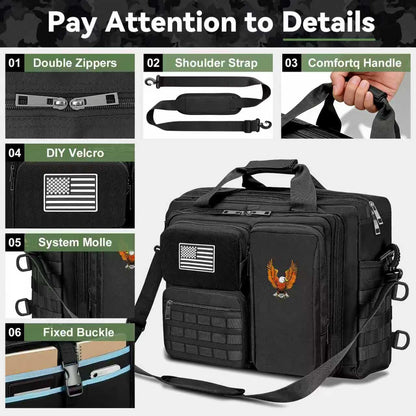 BYIECLD Tactical Laptop Bag for Men, 14 Inch & 18 Inch Military Messenger Bag, 900D Nylon Water Resistant Computer Bag with Luggage Strap, Multipurpose Work Bag for Travel, Business, Campus