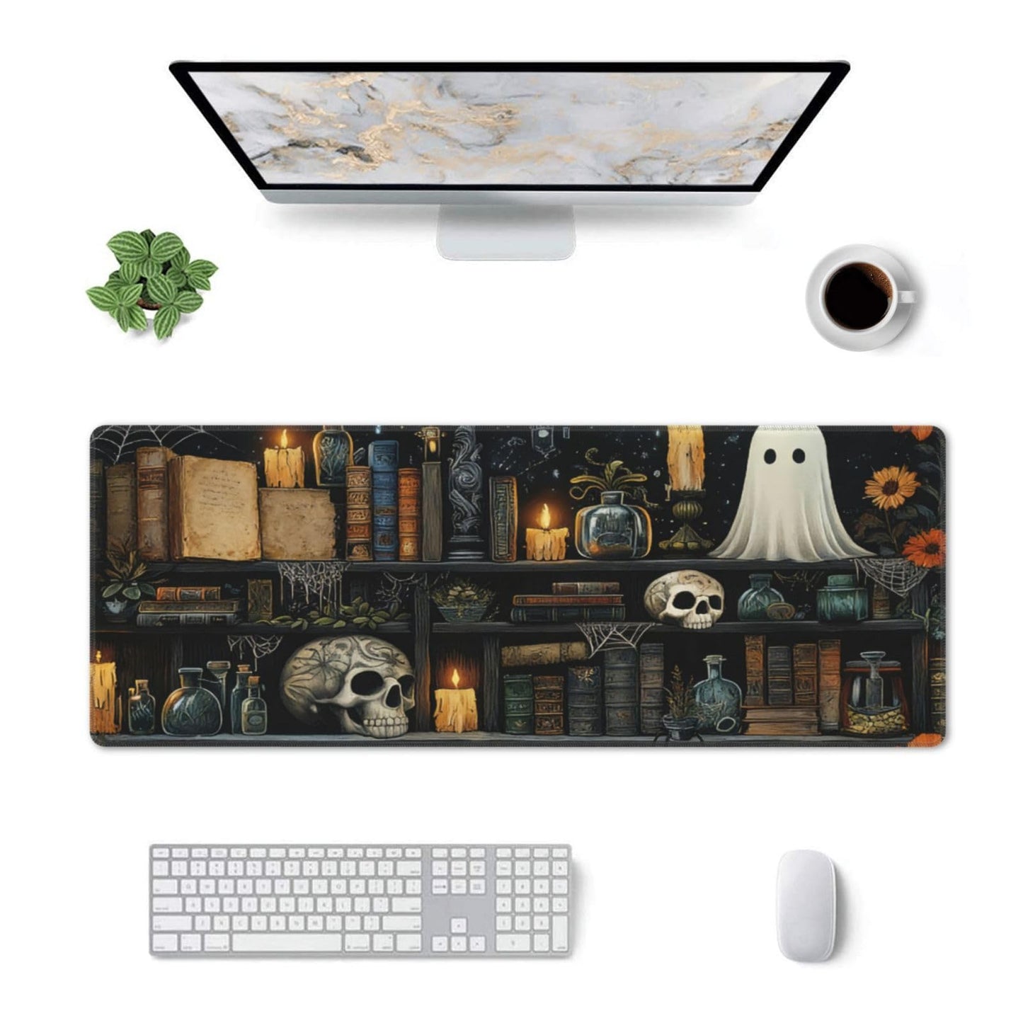 Gothic Library Mouse Pad Large Gaming Mousepad, Long Big XL Waterproof Desk Mats Full Desk Keyboard Mat Computer Pad Desk Matt with Stitched Edges Non-Slip Desktop Mat, (31.5 * 11.8 in)