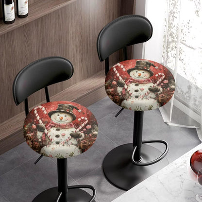 Wiryuouvt Cute Snowman Elastic Seat Covers for Chairs Newspaper Barstool Seat Covers Round Bar Stool Seat Covers Bar Chair Covers with Non Slip Bottom Cushion Chair Slipcover L