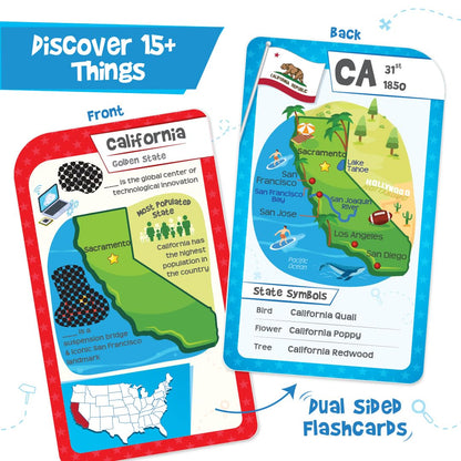 Imagimake Mapology USA Flash Cards | Learn United States Along with Flags and State Shapes | Ages 8-12 | Foam Jigsaw Puzzle, Fun Facts, Educational Toy for Kids | Gift for Christmas and Birthdays