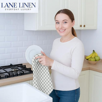 LANE LINEN Cotton Kitchen Towels Set, Quick-Drying Dish Towels, Tea Towels