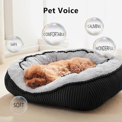 Dog Beds for Small Medium Large Dogs & Cats. Washable Pet Bed, Orthopedic Dog Sofa Bed, Soft Calming Sleeping Warming Puppy Bed (Black, Large-(30’’x 24’’x 9’’))