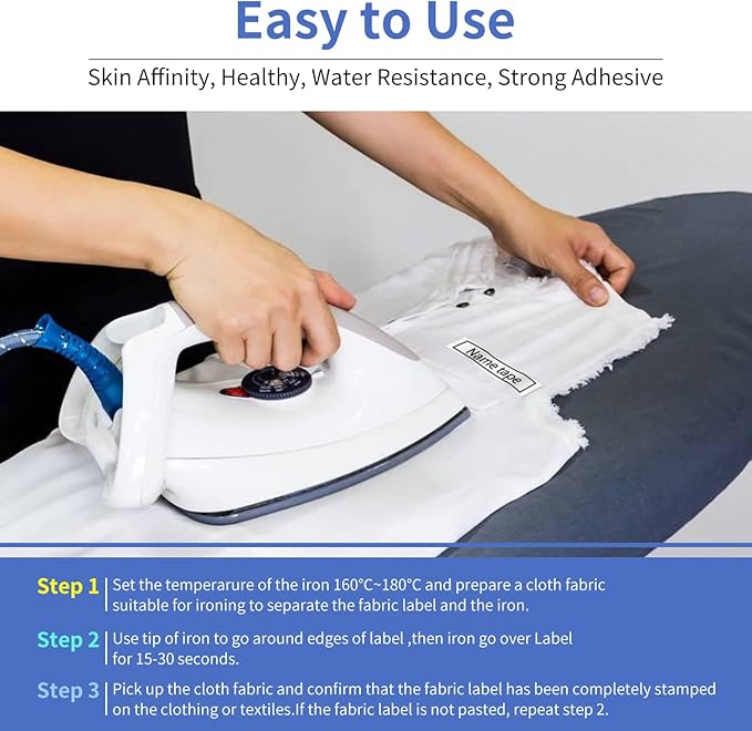 Freshworld 5-PK TZe-FA231 Replace for Brother Label Maker Tape Fabric Iron-On Labels for Clothing Compatible with Brother P-Touch Label Tape 12mm 0.47 White Refill for PT-D210 H110 H100 D400 D600 1280