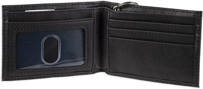 Dickies Men's RFID Everyday Leather Bifold Chain Wallet, Pebbled Black, One Size