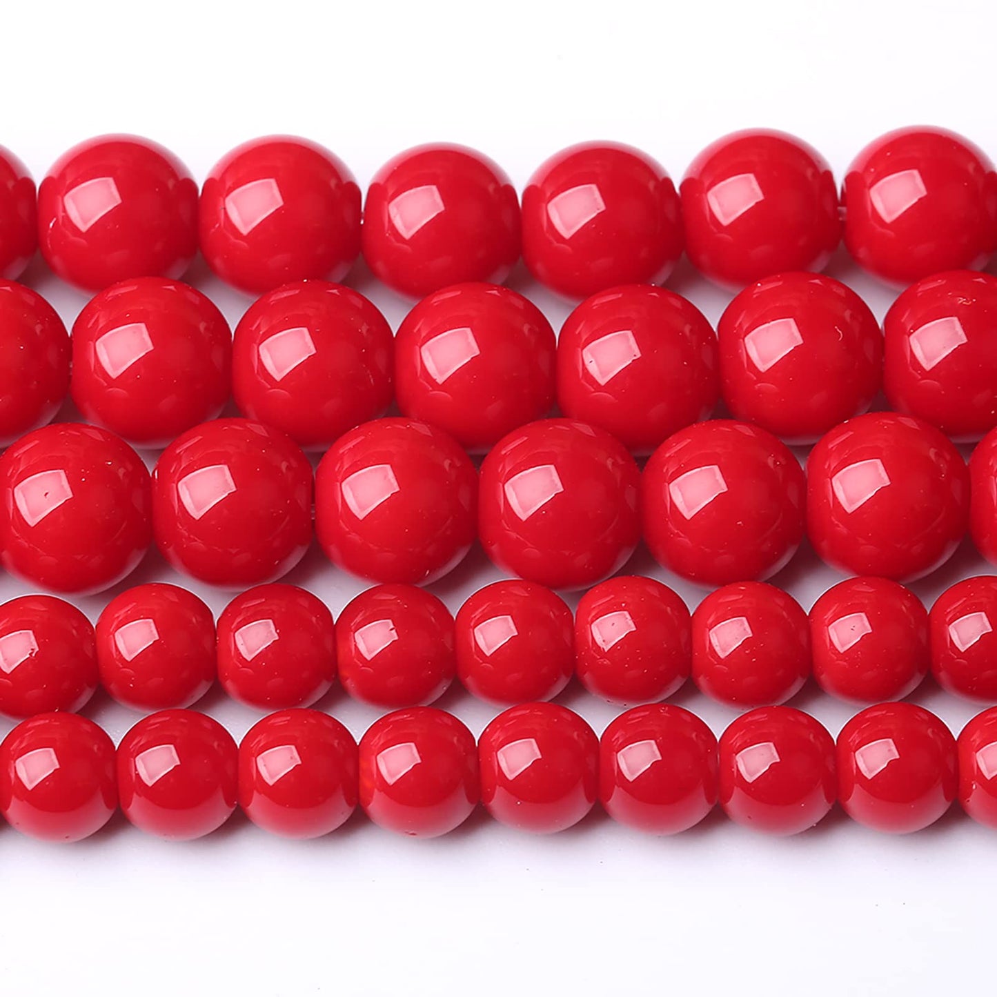 6MM 63PCS Red Glass Round Spacer Loose Beads for Jewelry Making 15 inches DIY Bracelet Necklace