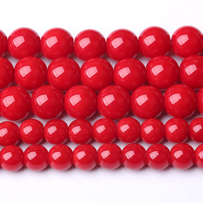 12MM 32PCS Red Glass Round Spacer Loose Beads for Jewelry Making 15 inches DIY Bracelet Necklace