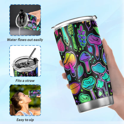 Yasala Tumbler Magic Mushroom Halloween Insulated Coffee Cup Beverage Container Travel Mug with Straw and Lid Double Wall Stainless Steel 20oz Holiday Gift
