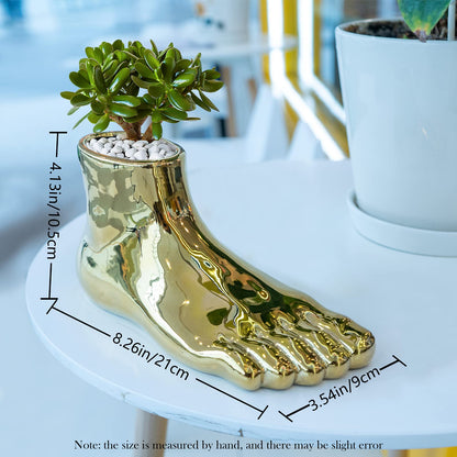 Unique Gold Vase with Planter Decorations Perfect for Weird Decor for Living Room Shelf Entryway (Golden, Large)