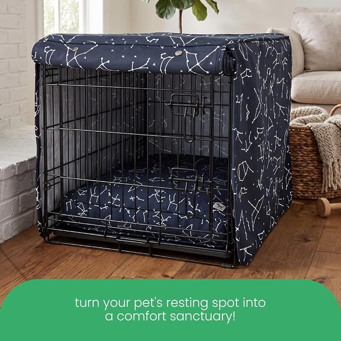 Molly Mutt Rocketman Dog Crate Cover, 100% Cotton Canvas Cover with 2 Roll-Up Panels, Ideal for Dog or Cat Crate, Durable, Washable, and Free of Harmful Chemicals, 24" x 18" x 21"