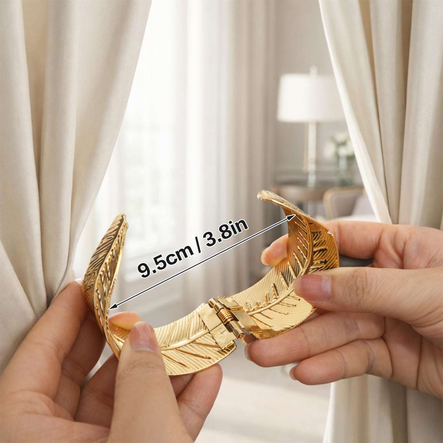 Curtain Tiebacks 2Pcs Curtain Ties Elegant Feather Curtain Tie backs Premium Alloy Spring Curtain Ties No Drilling Curtain Clips for Modern Luxury French Nordic Minimalist Home Decor Curtain Holdbacks