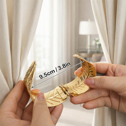 Curtain Tiebacks 2Pcs Curtain Ties Elegant Feather Curtain Tie backs Premium Alloy Spring Curtain Ties No Drilling Curtain Clips for Modern Luxury French Nordic Minimalist Home Decor Curtain Holdbacks