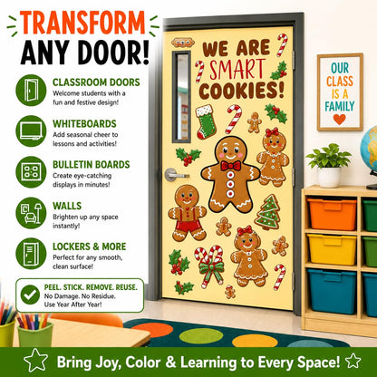 Hello Hallway Classroom Door Decorations for Teachers, Christmas | Reusable Peel & Stick Door & Whiteboard Decor Kit | Preschool Pre-K Kindergarten Classroom Decor | Teacher Supplies