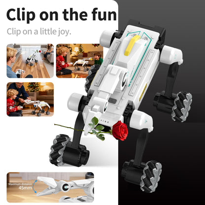 EVADA 3 in 1 Robot Dog with Wheels Kit, 30+ Bionic Actions, Voice & Remote Control, Programmable Moves, Rechargeable Battery, All-Terrain Stunt Pet Toy for Kids (Removable Claw & Cannon)