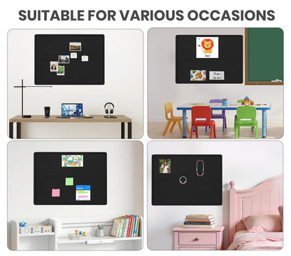 Large Bulletin Board - 60 X 36 inches Cork Board with 30 Pushpin, 5' x 3' Cork Board for Walls Pin Board, Self-Adhesive Felt Board Vision Board Foldable Photo Board for Wall - Black