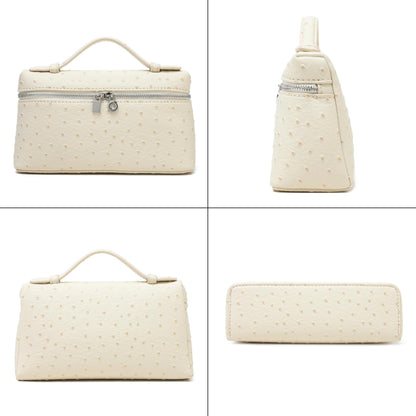 Rejolly Crossbody Bag for Women Small Top-Handle Pouch Purse Shoulder Handbag Synthetic Ostrich Leather Cream White (Gold Hardware)