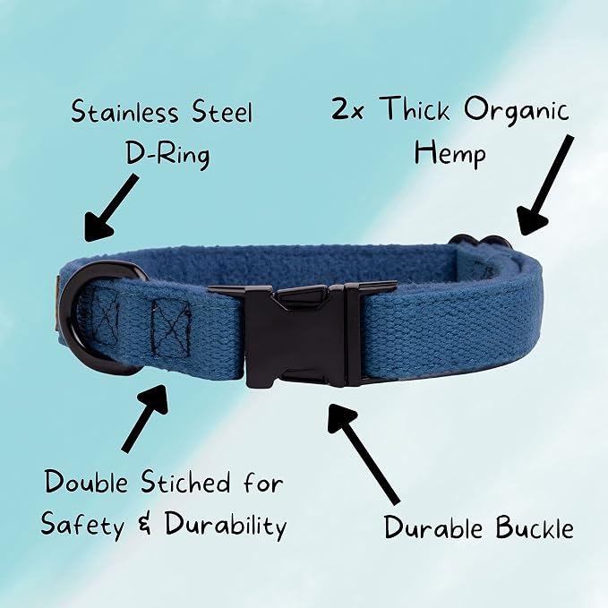 Pawsitive Hemp Dog Collar - Super Soft Hypoallergenic Lining. Great for Small, Medium and Large Dogs; Small Natural