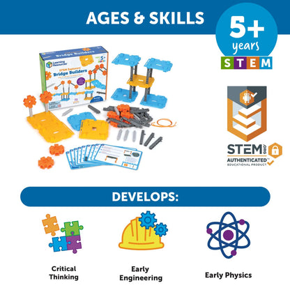 Learning Resources STEM Explorers Bridge Builders - Building Science Toys, Fine Motor Skills, Toddler Explorer Kit, Gifts for Boys and Girls