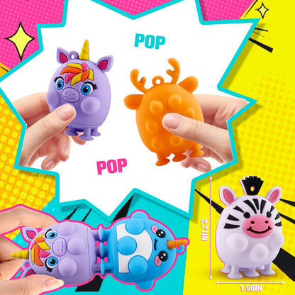 ChildFun 24 PCS Party Favors for Kids, Silicone Animal Pop Fidget Toys with Suction, Pinata Stuffers for Kids, Goodie Bag Stuffers, Birthday Gifts for Boy Girls, Classroom Prizes