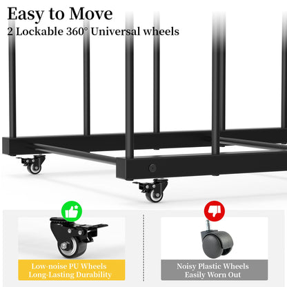 Tredre 2-Tier Art Storage Rack with Wheels, Extra-Large Adjustable Art Drying Painting Rack, Metal Canvas Storage Display Stand for Art Studio, Classroom and Gallery, 38.5" x 39.5" x 16" (Black)