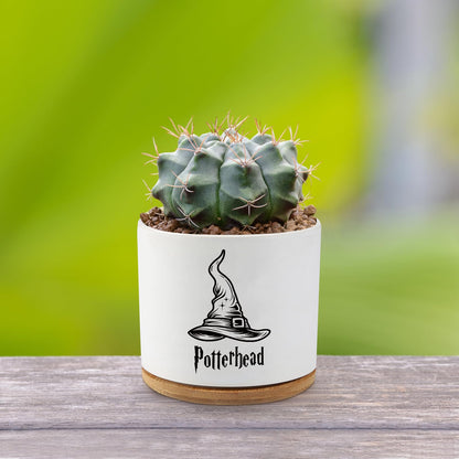 AKAQCHANG Ceramic Succulent Cactus Planter Pots with Drainage,Funny Planters Indoor Plants Desk Accessories,Harry Magic Hat Office Decor,Gifts for Plant Lovers Mom Friends Teacher(Plant Not Included)