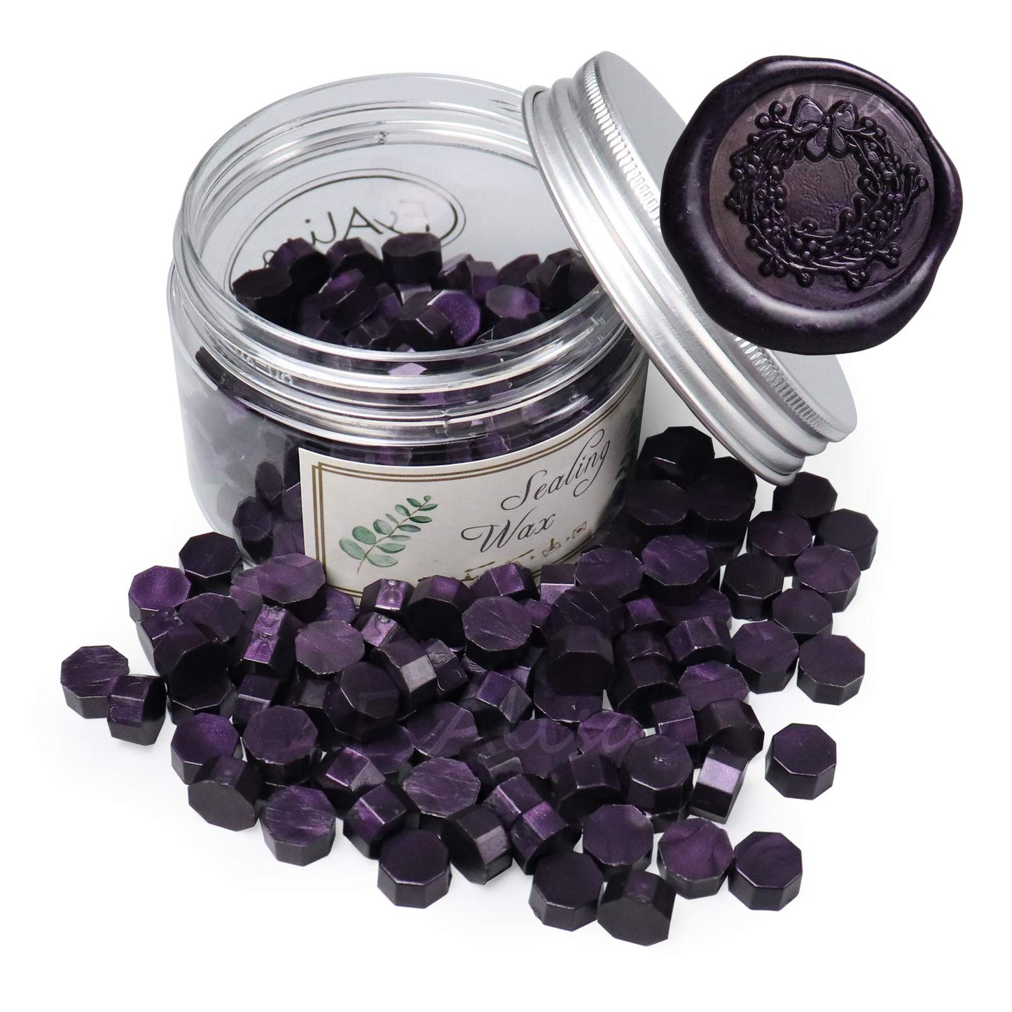 FsAlisa Wax Seal Beads 200pcs Octagon Wax Sealing Beads for Wax Stamp Sealing Perfect for Embellishment of Wedding Invitations, Christmas Cards, Envelopes, Wine Packages (Dark Purple)