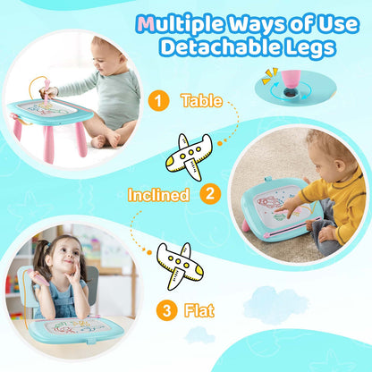 Kikidex Toddlers Toys Age 1-3, Magnetic Drawing Board, Doodle Board Pad Learning and Educational Toys for 1 2 3 Year Old Baby Kids Birthday Gift (Mint Blue)