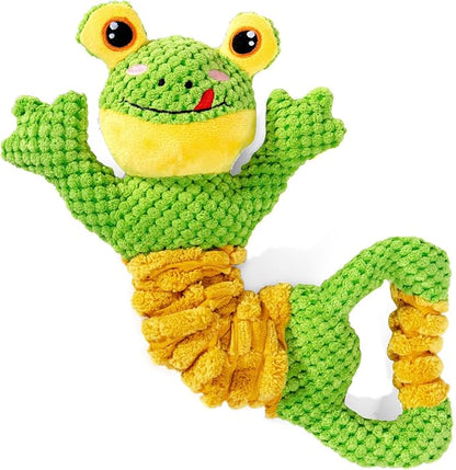 Sedioso Dog Tug Toy, Durable Dog Toy for Large Breed, Tug of War Dog Squeaky Toys, Stuffed Plush Dog Toy with Crinkle Paper for Small, Middle, and Big Dogs(Frog)