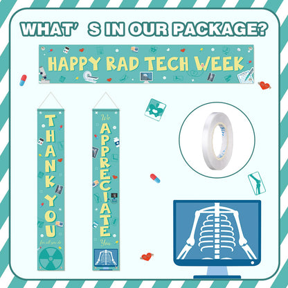 Fanfanwin 3 Pcs Happy Rad Tech Week Banner Rad Tech Appreciation Gifts Thank You Radiologic Technology Week Party Supplies We Appreciate Backdrop Thanks All You Do Decorations for Doctor Nurse