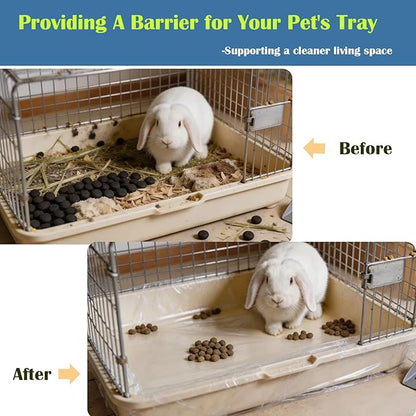 Disposable Bird Cage Liners 100 PCS Clear Plastic Parakeet Cage Liner Bag for 18x26 Inch Pallets Universal Elastic Film Intended for Parakeet, Cockatiels, Rabbit, Guinea Pig Finches Canaries