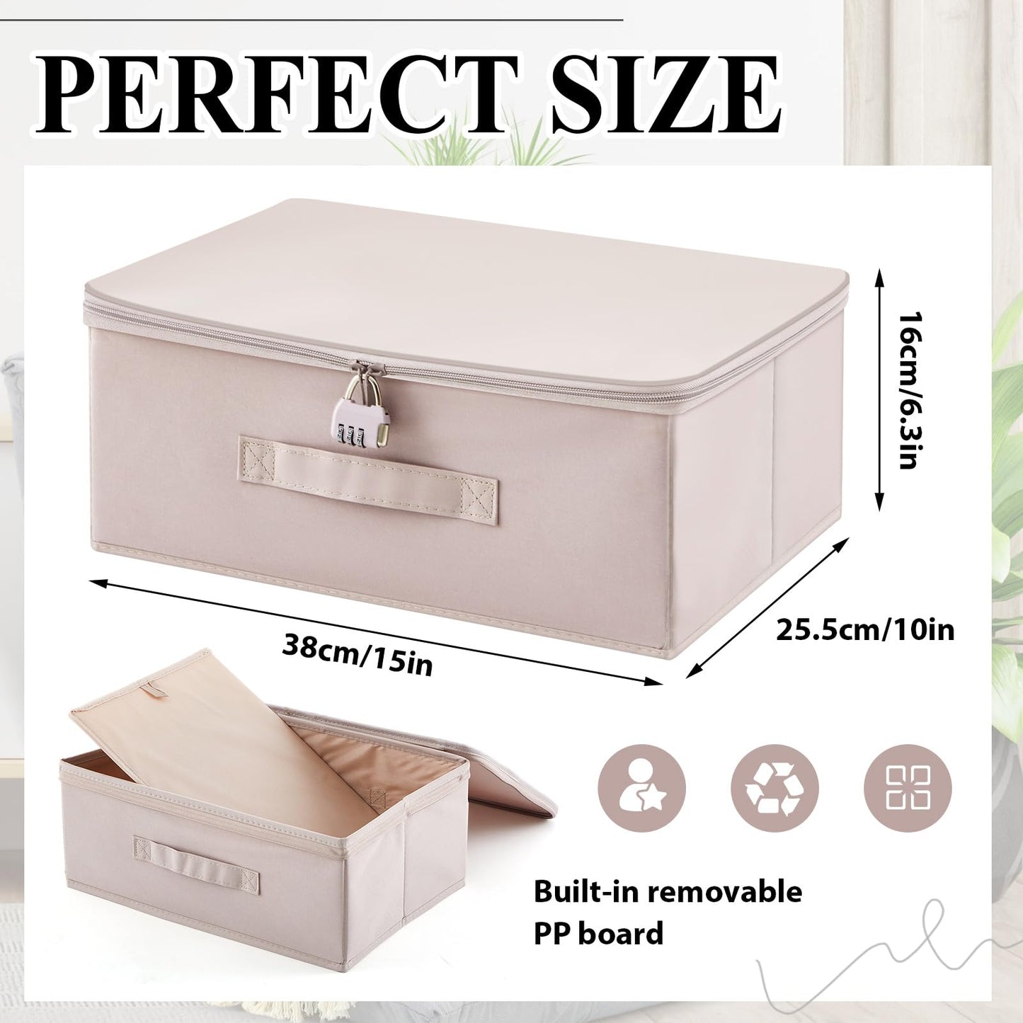 Briwooody Discreet Lockable Toy Bag Storage Organizer Toy Bag Storage Bins Case with Zipper Lid for Women and Men Clothes Container(Light Purple,15 x 10 x 6.3 Inch)