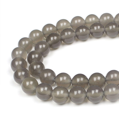 MJDCB 7A Natural Grey Agate Gemstone Round Stone Beads for Jewelry Making DIY Bracelet Necklace (4mm)
