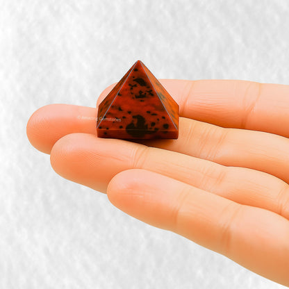 Amazing Gemstone Mahogany Obsidian Pyramid Crystal Healing Stones - 1" Great Pyramid Figurine of Natural Stone Pyramid for Meditation, Reiki, Chakra Balancing and Crystal Pyramids Grid