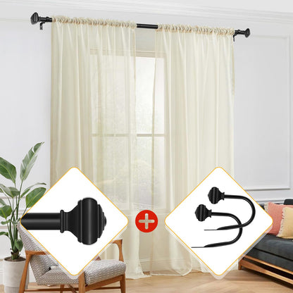 2 Pack Black Curtain Tiebacks, USFOOK Decorative Window Drapery Holdbacks (2 Pack/1 Pair), Curtain Hooks for Drapes with Square Finials (3.45" L x 5.35" W)