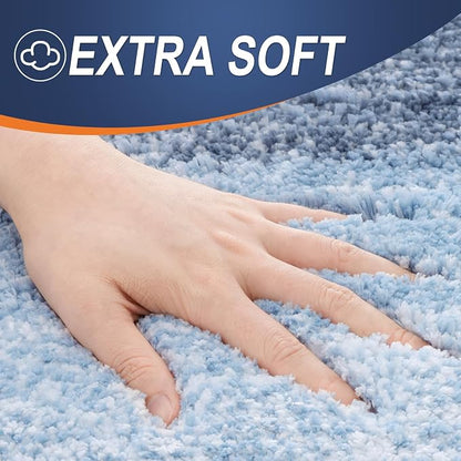 OLANLY Small Bathroom Rugs Mat 24x16, Extra Soft Absorbent Microfiber Bath Rugs, Rubber Backing, Quick Dry, Machine Washable Bath Mats for Bathroom Floor, Tub and Shower, Home Decor Accessories, Blue