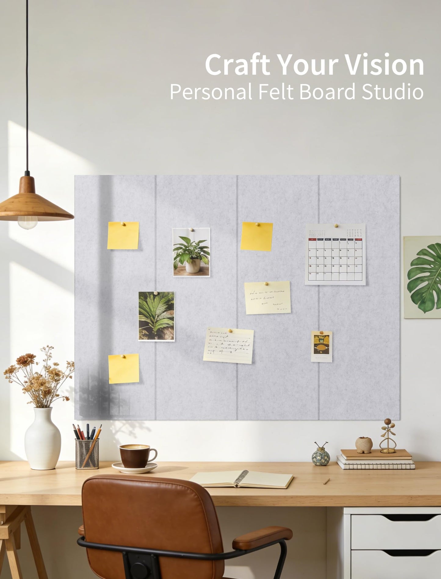 Large Bulletin Board 48"x 24" Cork Boards for Walls, 8 Pack Felt Wall Panels Photo Board, Cork Board for Office Home Pin Board