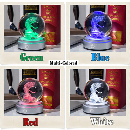 IFOLAINA Tiger Lovers Gifts for Men Women Birthday Anniversary 3D Crystal Ball White Tiger Figurine Lamps Decorations Animal Statue Presents for Him