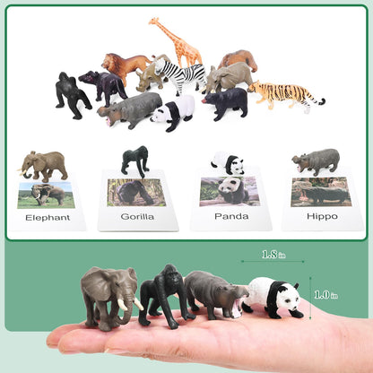 36 Animal Figurines - Educational Toys with Matching Flash Cards for Kids (Dinosaur, Zoo & Sea Animals)