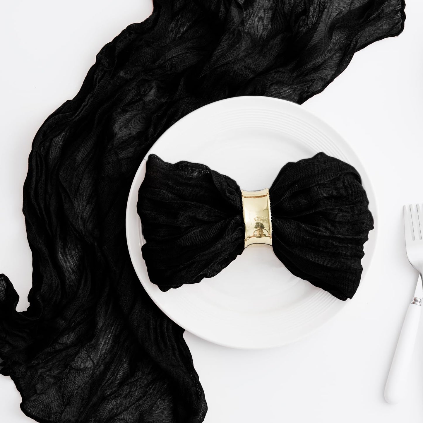 60 Pack Black Cheesecloth Napkins Washable 21x21 Inches Black Cloth Napkins Set of 60 Dinner Table Napkins for Wedding Rustic Boho Cotton Gauze Summer Bridal Baby Shower Party Table Decor