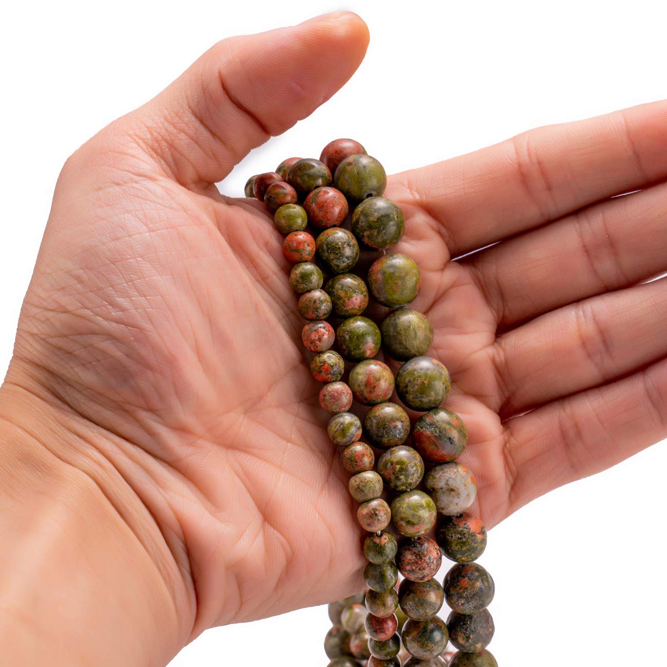 BEADIA Natural Unakite Stone Round Loose Semi Gemstone Beads for Jewelry Making 8MM 44PCS