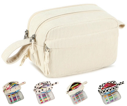 Bluboon Large Capacity Pencil Case Pencil Pouch Pen Case School Supplies Cute Corduroy Pencil Box Pencil Bag for Teen Girls Boys Women Mens Makeup Bag (Beige A)